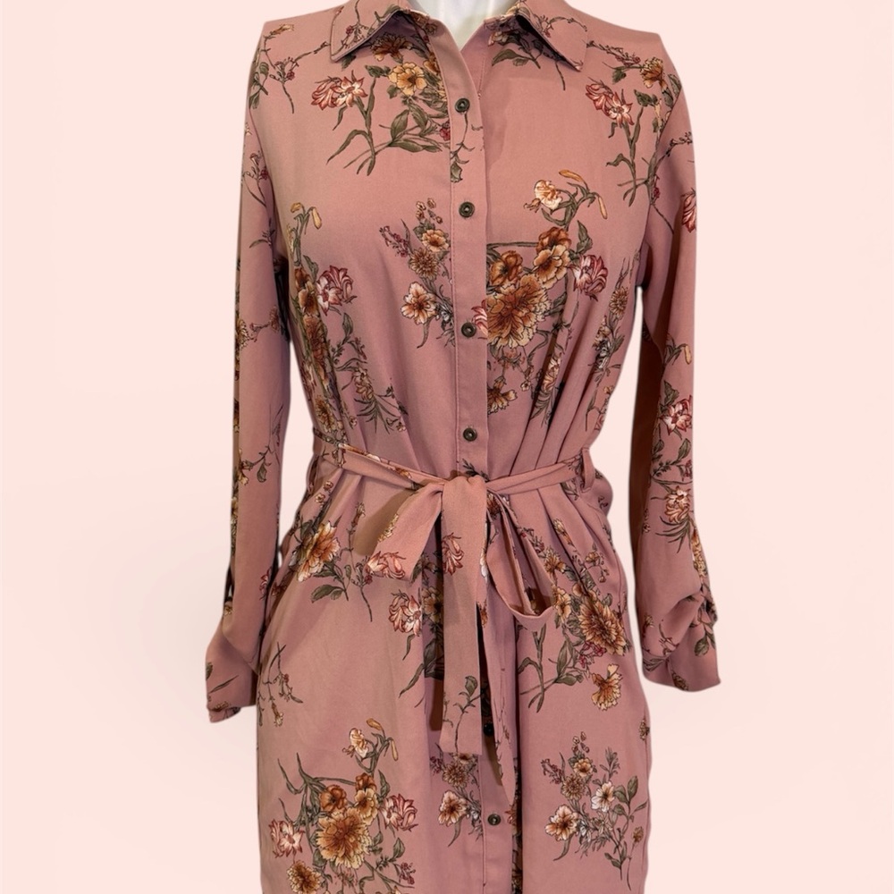 Forever 21 Floral Button-Up Dress with Belt
